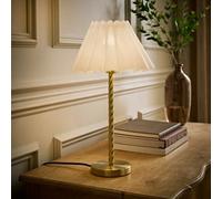 Valuelights Maura White Scallop Pleated Tapered Shade Brushed Gold Twist Table Lamp