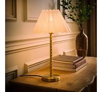 ValueLights Maura Scallop Pleated Taper Shade Brushed Gold Twist Table Lamp & Bulb ValueLights Gold