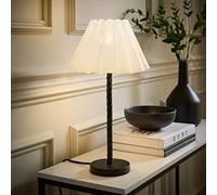 ValueLights Maura Scallop Pleated Tapered Shade Matte Black Twist Table Lamp ValueLights Black