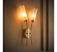 Valuelights Maya 2 Way Curved Brushed Gold Wall Light Fitting For Living Room Lounge Hallway - Led Bulbs Included