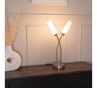 Valuelights Maya 2 Way Curved Cross Over Reed Shaded Table Lamp In Silver Silver