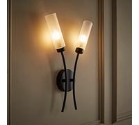 ValueLights Maya 2 Way Curved Upright Reed Shaded Wall Light in Black ValueLights Black