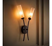 Valuelights Maya 2 Way Curved Matt Black Wall Light Fitting For Living Room Lounge Hallway - Led Bulbs Included