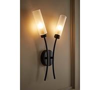 ValueLights | 2 Way Curved Matt Black Wall Light Fitting | Wall Lamps & Sconces, Home Décor & Improvement Essential | Includes Bulb | Mains Wired