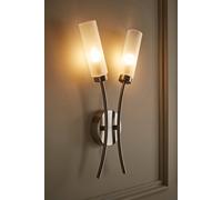 Valuelights Maya 2 Way Curved Brushed Chrome Wall Light Fitting For Living Room Lounge Hallway - Led Bulbs Included