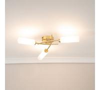 Valuelights Maya 3 Way Curved Cross Over Design Brushed Gold Ceiling Light Fitting For Living Room Hallway