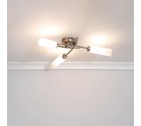 ValueLights | 3 Way Curved Cross Over Design Brushed Chrome Ceiling Light Fitting | Close-to-Ceiling Lights, Home Décor & Improvement Essential