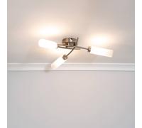 ValueLights | 3 Way Curved Cross Over Design Brushed Chrome Ceiling Light Fitting | Close-to-Ceiling Lights, Home Décor & Improvement Essential | Includes Bulb