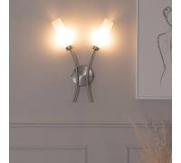 Valuelights Maya Pair - 2 Way Curved Brushed Chrome Wall Light Fitting For Living Room Lounge Hallway - Led Bulbs Included