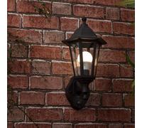 Valuelights Mayfair Black Outdoor Security Dusk To Dawn Ip44 Rated Wall Light Lantern With 6W Led Gls Bulb6500K Cool White