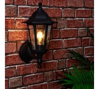 MiniSun | Traditional Style Black Security Wall Lantern | Outdoor Wall Lights, Home Décor & Improvement Essential | Mains Wired