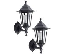 MiniSun | Traditional Style Black Security Wall Lanterns | Outdoor Wall Lights, Home Décor & Improvement Essential | Set of 2