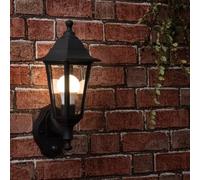 MiniSun | Traditional Style Black Security PIR Motion Sensor Wall Lanterns | Outdoor Wall Lights, Home Décor & Improvement Essential | Set of 2 | Mains Wired