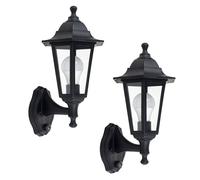Pair Of Traditional Style Black Outdoor Security PIR Motion Sensor IP44 Rated Wall Light Lanterns ValueLights Black One Size