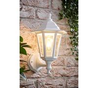 ValueLights Mayfair Traditional Antique Brass Outdoor Night Wall Lamp Lantern Light in White ValueLights White