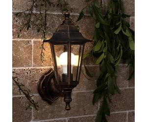 Valuelights Mayfair Traditional Style Black/gold Outdoor Security Ip44 Rated Wall Light Lantern