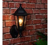 Valuelights Mayfair Traditional Style Black Outdoor Security Pir Motion Sensor Ip44 Rated Wall Light Lantern