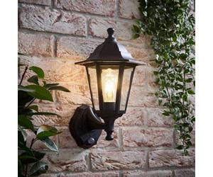 Valuelights Mayfair Traditional Style Black Outdoor Security Pir Motion Sensor Ip44 Rated Wall Light Lantern