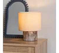 Valuelights Melanie Dark Marble Effect Table Lamp With Natural Linen Lamp Shade And Led Bulb