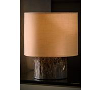 Melanie Dark Marble Effect Table Lamp with Natural Linen Lamp Shade and LED Bulb ValueLights Natural One Size
