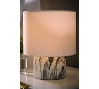 Melanie White Marble Effect Table Lamp with White Linen Lamp Shade and LED Bulb ValueLights Off White One Size