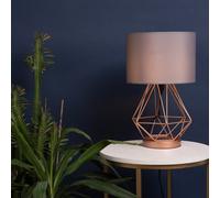 Valuelights Melrose Modern Copper Metal Basket Cage Touch Table Lamp With Grey Shade