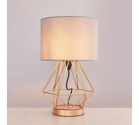 MiniSun | Modern Copper Metal Basket Touch Table Lamps with Grey Shades | Table Lamps, Home Décor & Improvement Essential | Set of 2