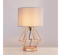 MiniSun | Modern Copper Metal Basket Touch Table Lamps with Grey Shades | Table Lamps, Home Décor & Improvement Essential | Set of 2