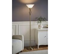 Valuelights Memphis Traditional Style Antique Gold Barley Twist Floor Lamp With Frosted Shade