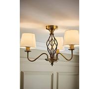 ValueLights | Antique Gold 3 Light Chandelier with Fabric Lampshade | Chandeliers, Home Décor & Improvement Essential | Mains Wired