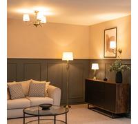 Valuelights Memphis Traditional Antique Brass Wall Light Fitting With A Fabric Lampshade