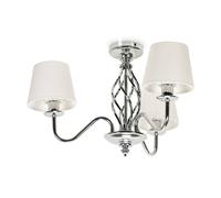 Valuelights Memphis Traditional Silver Chrome 3 Light Ceiling Light Chandelier With Fabric Lampshades