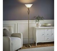 ValueLights Memphis Metal Column Floor Lamp - Antique Brass