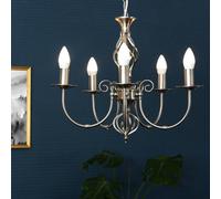 Valuelights Memphis Style Satin Nickel Barley Twist 5 Way Ceiling Light Chandelier With Led Bulb