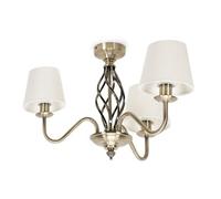 ValueLights | Traditional Antique Brass 3 Light Ceiling Light Chandelier for Living Room with Fabric Lampshade Hallway Lamps | Ceiling Lights, Home Décor & Improvement Essential | Included LED Bulb