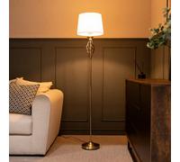 Valuelights Memphis Traditional Antique Brass Twist Floor Lamp With Fabric Lampshade