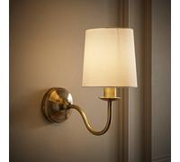 Valuelights Memphis Traditional Antique Brass Wall Light Fitting With A Fabric Lampshade