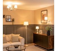 Valuelights Memphis Traditional Cream 3 Light Ceiling Light Chandelier With Fabric Lampshades - Bulbs Included