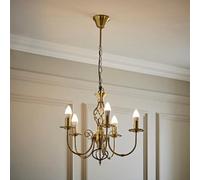 MiniSun | Traditional Style Antique Brass Barley Twist 5 Way Ceiling Light Chandelier | Ceiling Lights & Home Improvements Essential | Mains Wired