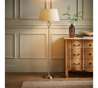 Valuelights Memphis Traditional Style Antique Brass Barley Twist Floor Lamp With Beige Light Shade