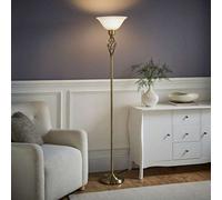 Valuelights Memphis Traditional Style Antique Gold Barley Twist Floor Lamp With Frosted Shade