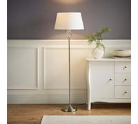 Valuelights Memphis Traditional Style Satin Nickel Barley Twist Floor Lamp With White Tapered Light Shade