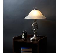 Valuelights Memphis Traditional Style Satin Nickel Barley Twist Table Lamp With Frosted Shade
