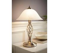 Valuelights Memphis Traditional Style Satin Nickel Barley Twist Table Lamp With Frosted Shade