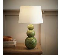 ValueLights Mia Ceramic LED Stacked Table Lamp With White Shade - Green