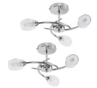 MiniSun | Modern Chrome 3 Way Ceiling Lights with Frosted Glass Shades | Pendant Lights, Home Décor & Improvement Essential | Set of 2 | Mains Wired
