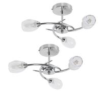 MiniSun | Modern Chrome 3 Way Ceiling Lights with Frosted Glass Shades | Pendant Lights, Home Décor & Improvement Essential | Set of 2 | Mains Wired