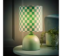 ValueLights | Miley Green Checkerboard Drum Lamp Shade Moss Green Table Lamp with LED Bulb | Table Lamps, Home Décor & Improvement Essential | Included LED Bulb