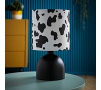ValueLights | Miley Cow Print Drum Lamp Shade Matte Black Table Lamp with LED Bulb | Table Lamps, Home Décor & Improvement Essential | Included LED Bulb