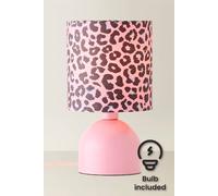 Valuelights Mileys Pink Leopard Print Table Lamp And Bulb Pink